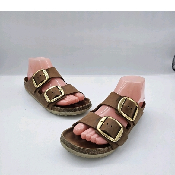 Birkenstock Arizona Big Buckle Sandals Cognac Leather Size 37 US 6 6.5 - Picture 10 of 11
